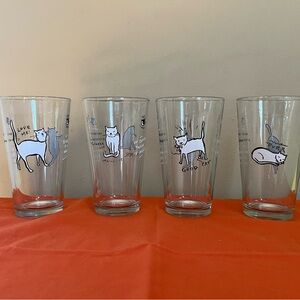 Set of 4 Cat Tao Pint Glasses
